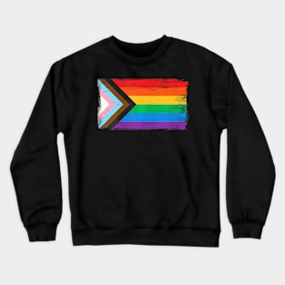 Progress Pride Flag Lgbt Month Gay Lesbian Transgender Crewneck Sweatshirt